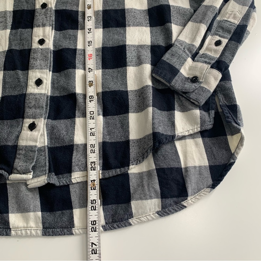 Madewell Oversized Boyfriend Flannel Top Black White Buffalo Plaid Size Small - Picture 8 of 11